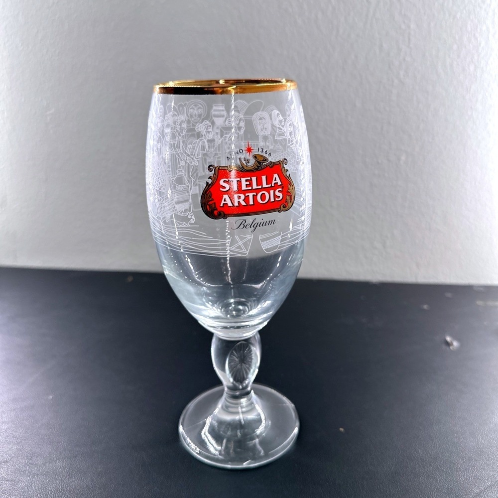 Pair‎ of Stella Artois Beer Chalice Uganda Limited Edition Gold Rim New 33cl